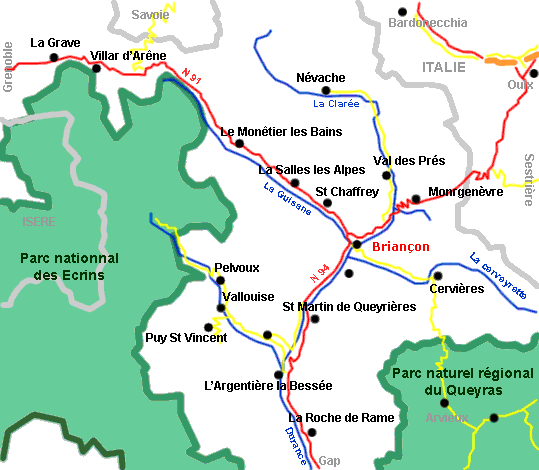 Carte du Briançonnais